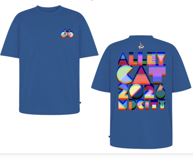 Blaues Alleycat 2026 MD City T-Shirt Vorder- und Rückseite